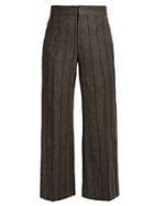 Matchesfashion.com Isabel Marant - Keroan Striped Flared Cropped Trousers - Womens - Dark Grey