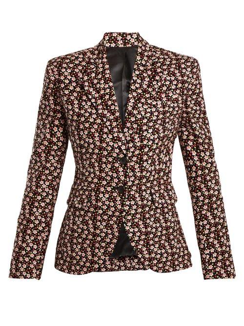 Matchesfashion.com Eckhaus Latta - Floral Print Wool Blend Corduroy Blazer - Womens - Multi