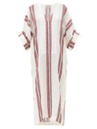Matchesfashion.com Three Graces London - Livietta V-neck Striped Linen Kaftan - Womens - Red Stripe