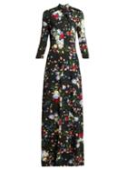Matchesfashion.com Erdem - Niaedith Floral Jersey Gown - Womens - Black Multi