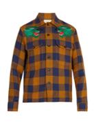 Gucci Checkered Green Panther Linen Shirt
