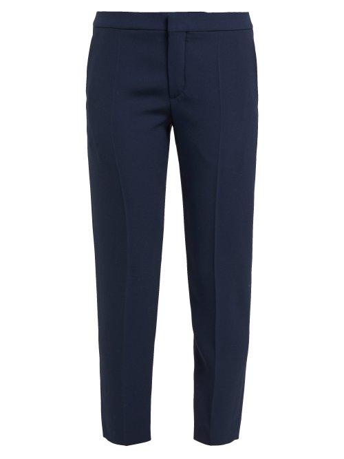 Matchesfashion.com Chlo - Cropped Tailored Crepe Trousers - Womens - Navy