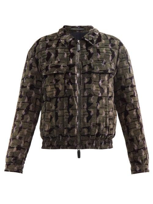 Giorgio Armani - Abstract-print Velvet Jacket - Mens - Navy Multi