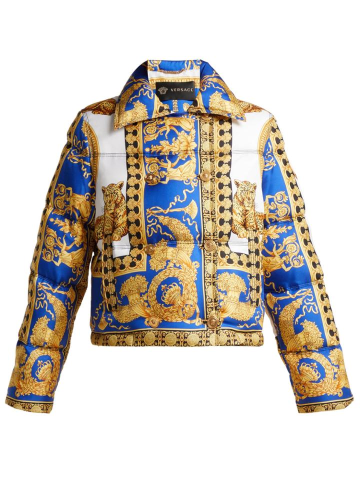 Versace Lovers Baroque-print Quilted-down Jacket