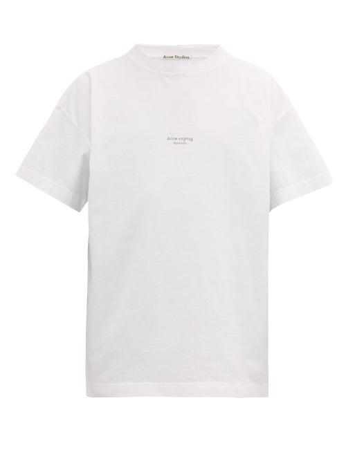 Matchesfashion.com Acne Studios - Logo Print Cotton T Shirt - Mens - White