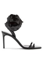 Ladies Shoes Saint Laurent - Amber Flower-corsage Patent-leather Sandals - Womens - Black