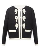 Valentino - Bow-appliqud Tweed Jacket - Womens - Black
