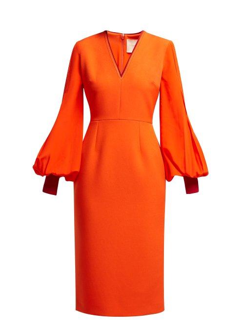 Matchesfashion.com Roksanda - Essi Silk Bell Sleeved Crepe Midi Dress - Womens - Red