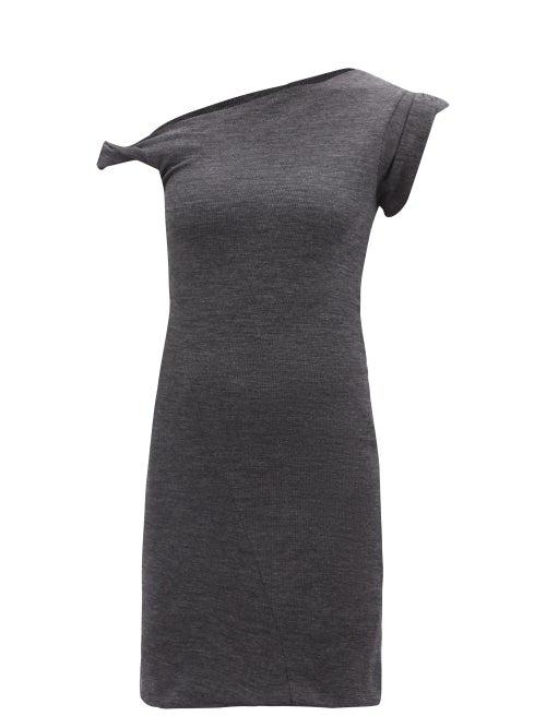 The Attico - One-shoulder Wool Jersey Dress - Womens - Mid Grey
