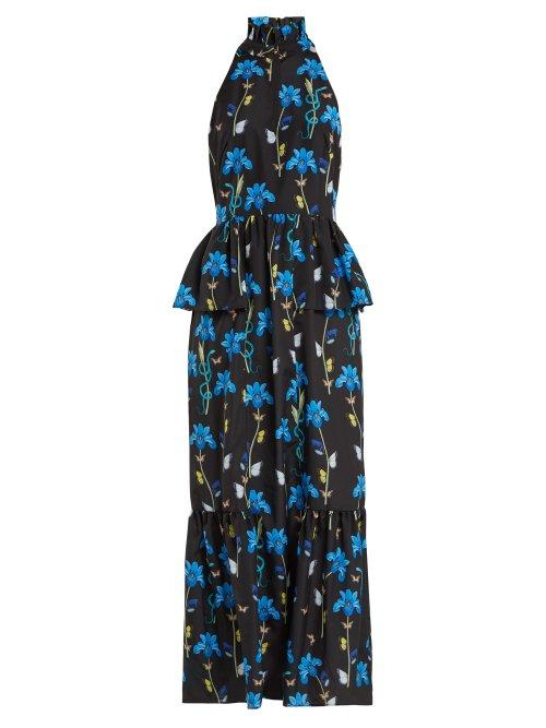 Matchesfashion.com Borgo De Nor - Jasmine Crepe Maxi Dress - Womens - Black Print