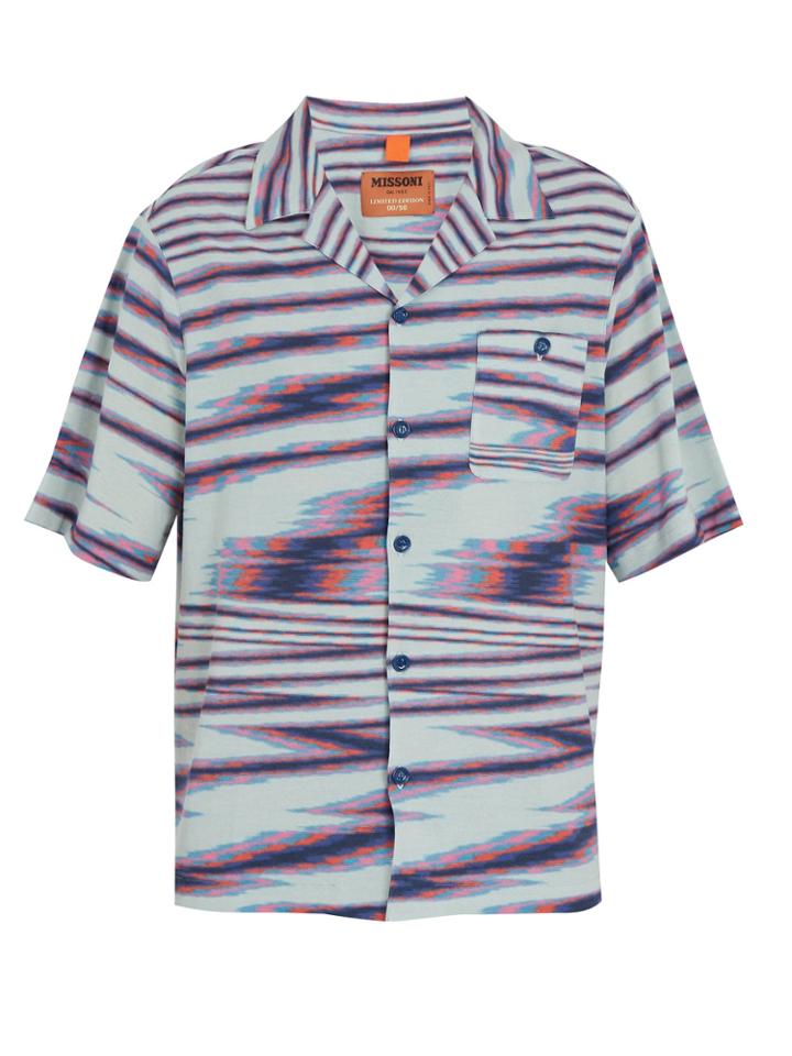 Missoni Striped Camp-collar Fine-knit Cotton Shirt