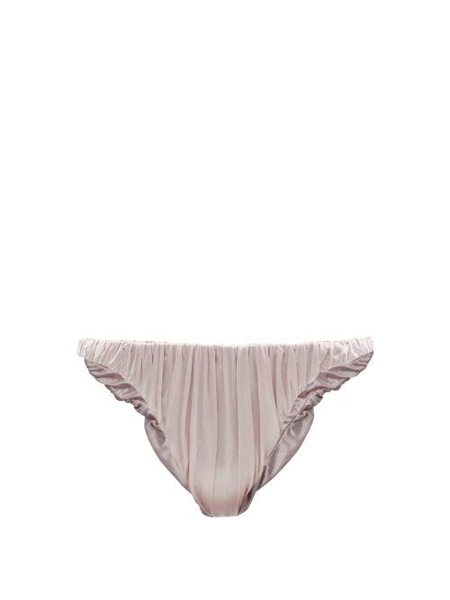 Matchesfashion.com Isa Boulder - Jessie Ruched Brazilian Bikini Briefs - Womens - Light Pink