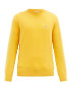 Matchesfashion.com Maison Kitsun - Profile Fox-patch Wool Sweater - Mens - Yellow