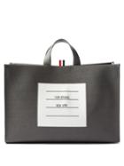 Thom Browne - Logo-label Grained-leather Tote Bag - Mens - Dark Grey
