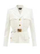 Tom Ford - Belted Wool-blend Twill Jacket - Womens - White