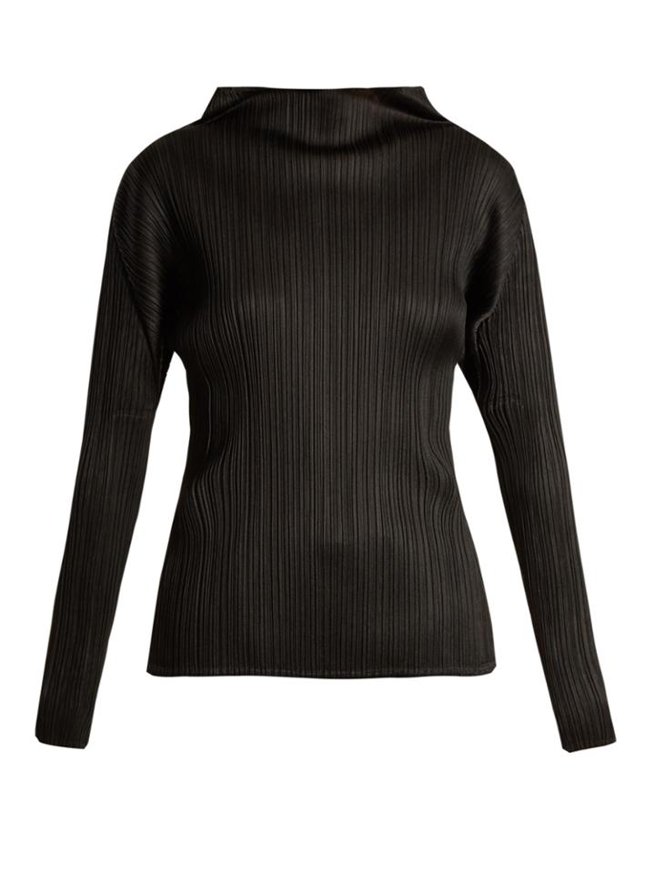 Pleats Please Issey Miyake Pleated High-neck Long Sleeved Top