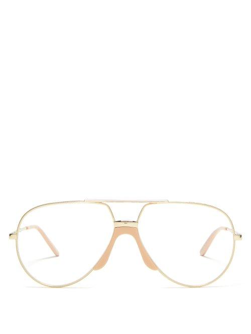 Matchesfashion.com Gucci - Aviator Metal Glasses - Womens - Clear