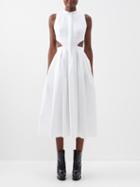 Alexander Mcqueen - Cutout Poplin Midi Dress - Womens - White