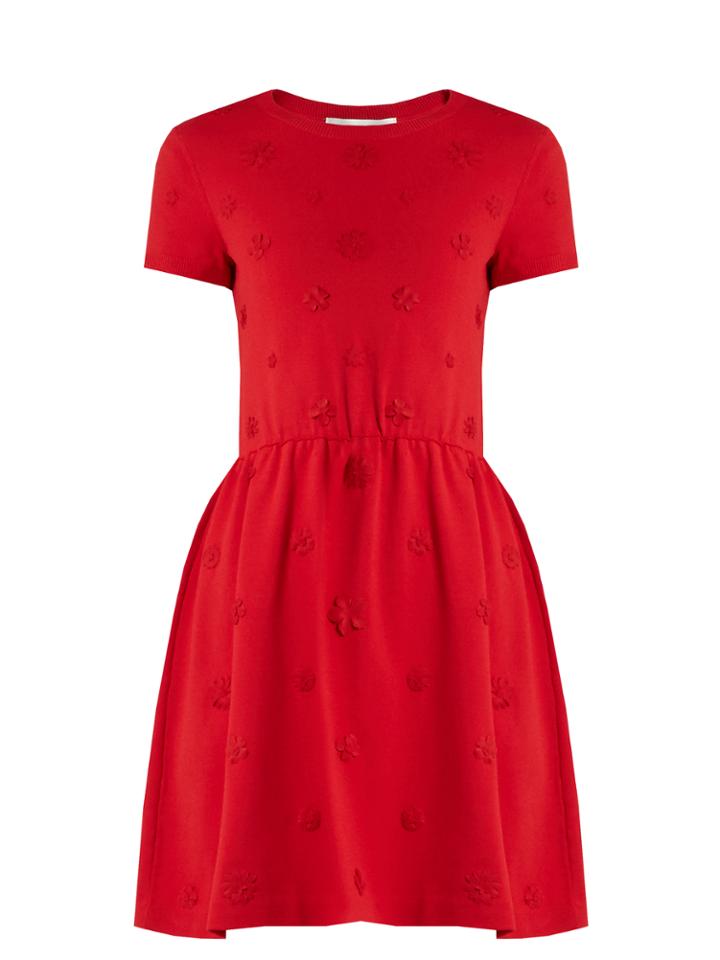 Valentino Floral-appliqu Knitted Dress