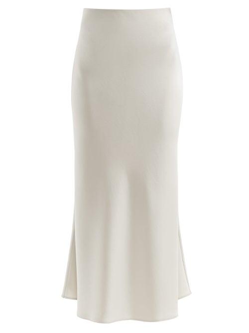 Matchesfashion.com Galvan - Valetta Satin Midi Skirt - Womens - Silver