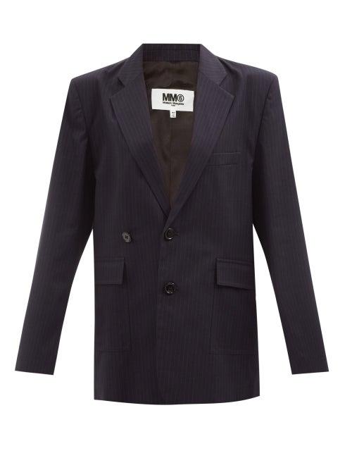Mm6 Maison Margiela - Pinstriped Twill Blazer - Womens - Navy