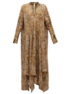 Matchesfashion.com Petar Petrov - Alex Abstract Dot-print Silk-twill Dress - Womens - Brown Print