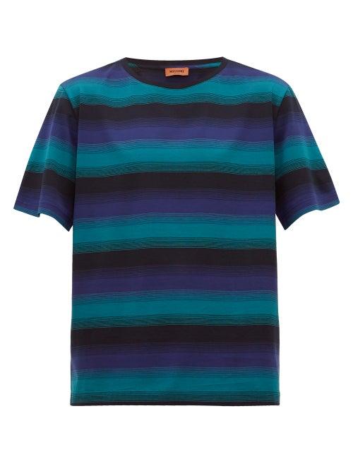 Matchesfashion.com Missoni - Striped Cotton T Shirt - Mens - Pink Multi