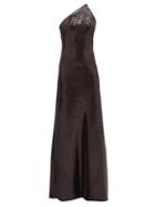Matchesfashion.com Galvan - Gilded Roxy One Shoulder Sequinned Gown - Womens - Black