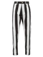 Matchesfashion.com Versace - Striped Baroque Print Jeans - Mens - Black White