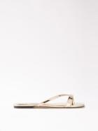 Jimmy Choo - Maelie Metallic Leather Slides - Womens - Gold