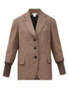 Matchesfashion.com Chlo - Ribbed-cuff Herringbone-tweed Jacket - Womens - Beige Multi