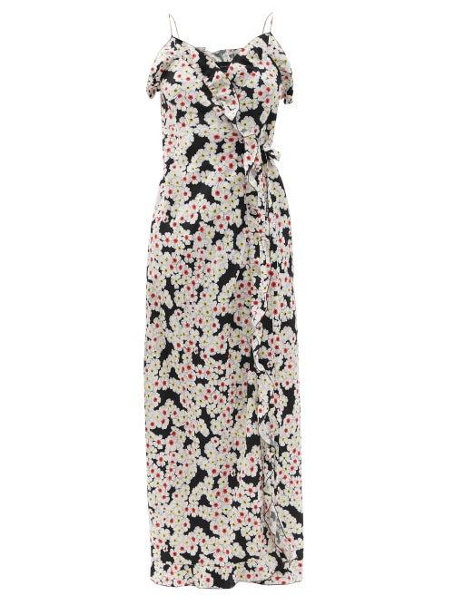 Ladies Rtw Julie De Libran - Jane Floral-jacquard Silk Wrap Maxi Dress - Womens - White Multi