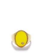 Ladies Fine Jewellery Yvonne Lon - Diamond, Enamel & 9kt Gold Signet Ring - Womens - Yellow Gold
