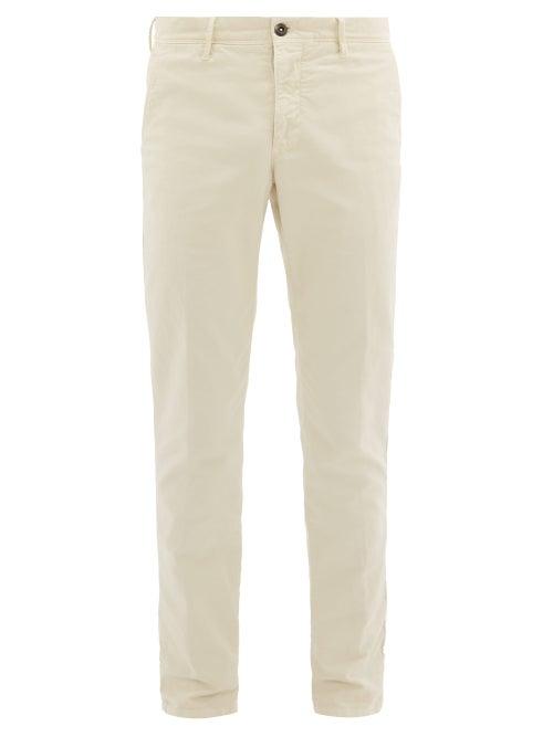 Matchesfashion.com Incotex - Cotton Blend Slim Leg Chino Trousers - Mens - White