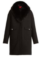 Matchesfashion.com Moncler - Melville Fur Trimmed Wool Blend Crepe Coat - Womens - Black