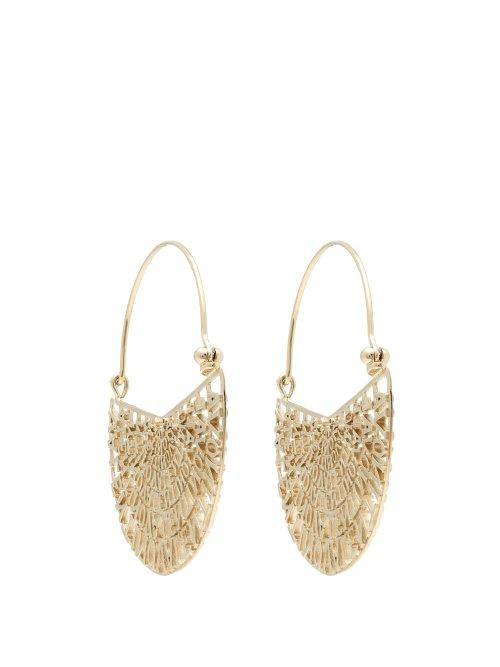 Matchesfashion.com Valentino - Laser Cut Logo Hoop Drop Earring - Womens - Gold