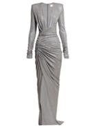 Matchesfashion.com Alexandre Vauthier - Crystal Embellished Ruched Gown - Womens - Silver