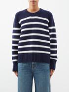 Khaite - Striped Cashmere Sweater - Womens - Navy Cream