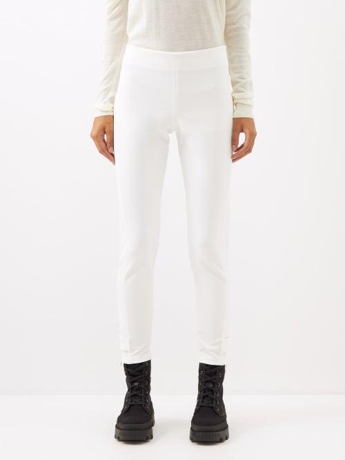 Moncler - Buttoned-cuff Twill Slim-leg Trousers - Womens - White