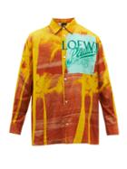 Loewe Paula's Ibiza - Palm And Logo-print Cotton Shirt - Mens - Yellow Multi
