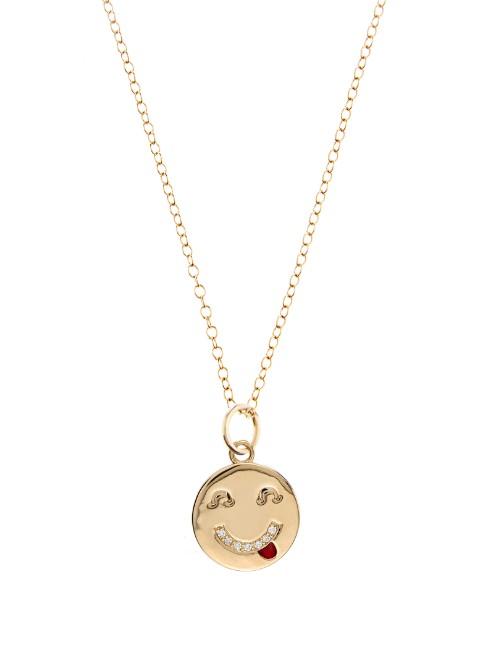 Alison Lou Diamond & Yellow-gold Tongue Out Face Necklace