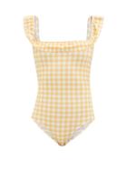 Ephemera - Flounce Ruffled Gingham Recycled-fibre Swimsuit - Womens - Orange Print