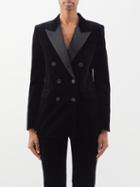 Nili Lotan - Valentine Double-breasted Velvet Tuxedo Jacket - Womens - Black