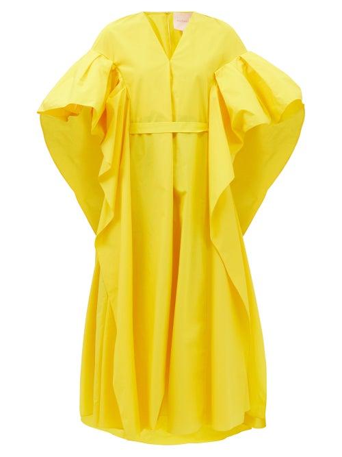 Roksanda - Tayari Ruffled-sleeve Cotton Dress - Womens - Yellow