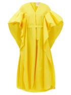 Roksanda - Tayari Ruffled-sleeve Cotton Dress - Womens - Yellow