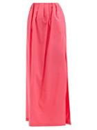 Raey - Gathered-waist Side-slit Taffeta Maxi Skirt - Womens - Pink