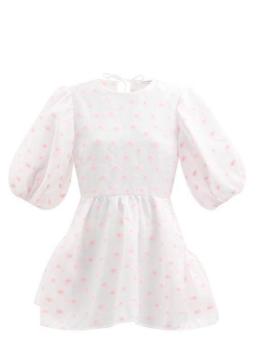 Cecilie Bahnsen - Brooke Floral-jacquard Blouse - Womens - Pink Print