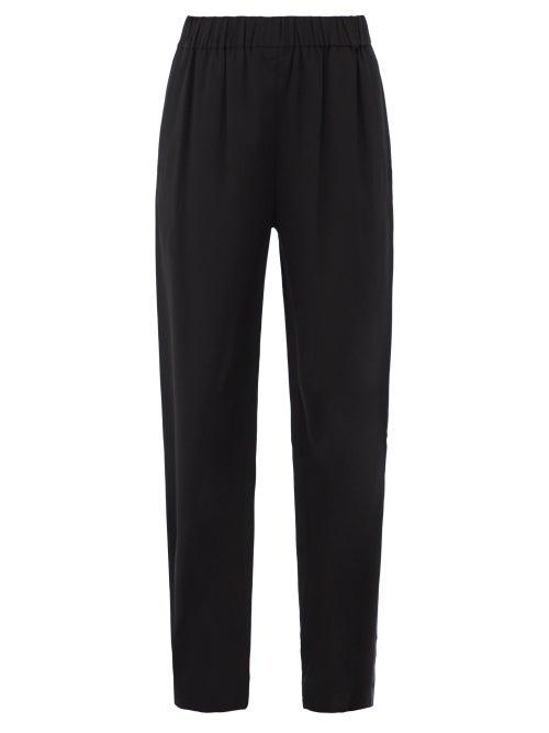Co - High-rise Crepe Straight-leg Trousers - Womens - Black