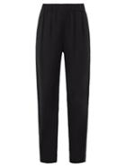 Co - High-rise Crepe Straight-leg Trousers - Womens - Black