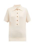Matchesfashion.com Khaite - Enzo Button Down Wool Blend Polo Shirt - Womens - Cream